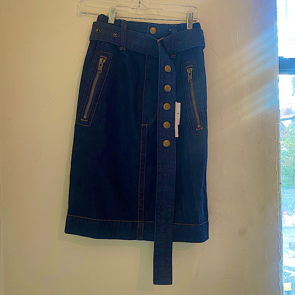 Marc Jacobs Logo Patch Denim Skirt
